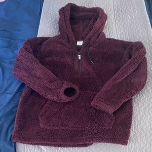 PINK Victoria's Secret Maroon Sherpa Hoodie